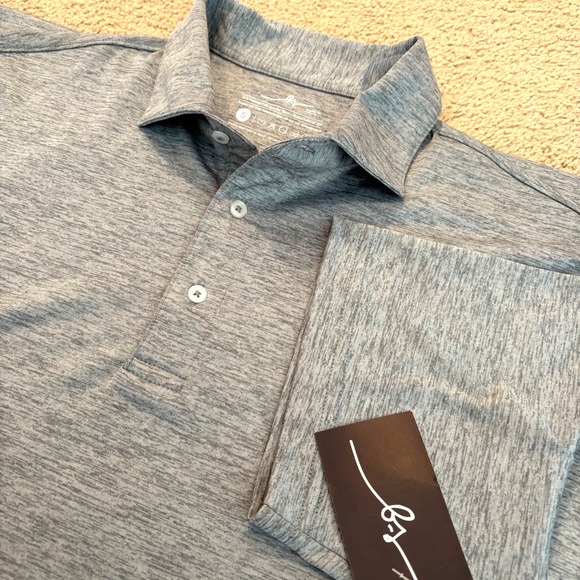 NWT! Boston Scott Gen 3 Golf Polo Mens Small Short Sleev Grey Polyester Spandex - Picture 1 of 14